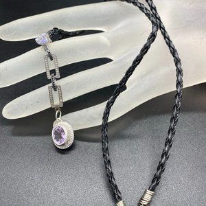 Necklace - Diamond and black Spinel Pendant, Amethyst, Green/Gold Labradorite